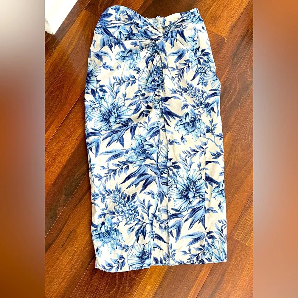 H&M Linen blend midi skirt with slit size 6 -excellent condition condition - Picture 5 of 8